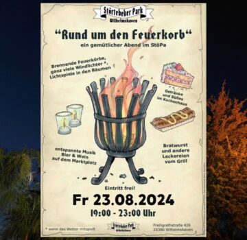 Plakat Rund um den Feuerkorb für den 23. August 2024