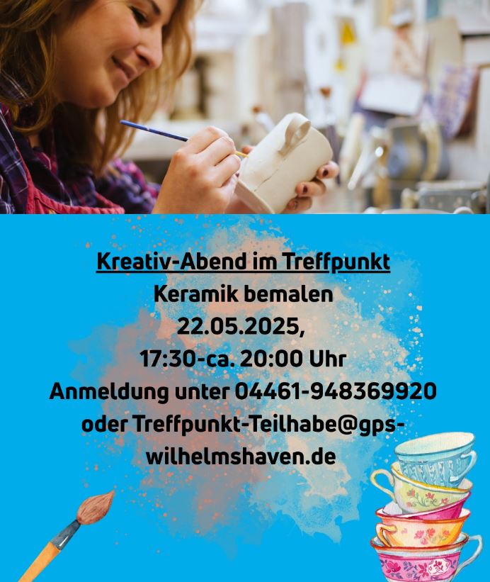 Kreativ-Abend Keramik bemalen im Treffpunkt Teilhabe