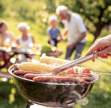 Grillen und Essen in Gemeinschaft