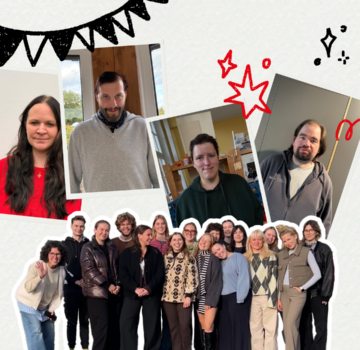 Vier Beschäftigte der GPS oben auf dem Bild und eine Gruppe von Studenten von der Jade Hochschule unten.